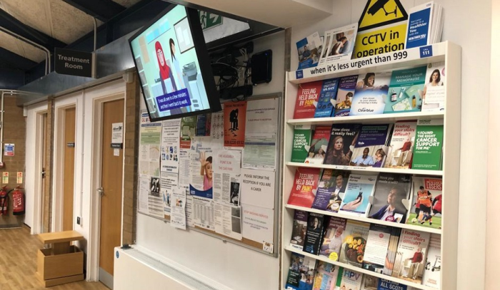 Display of leaflets in reception